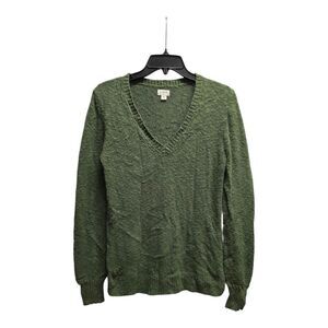J. Crew Green V neck Sweater Cotton Blend XS